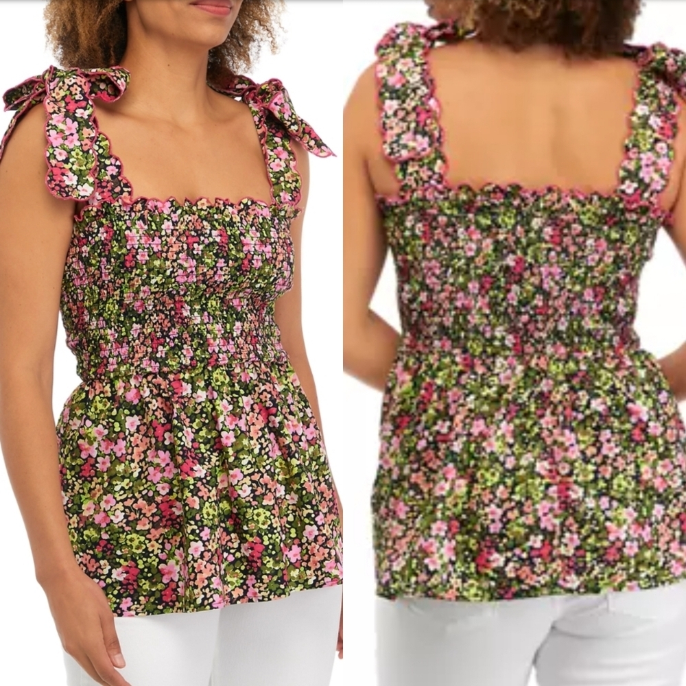 Crown & Ivy Women's Split Sleeve Smocked Bodice Top Size XL NWOT